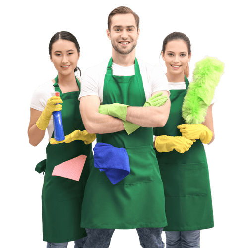 Professional cleaners in Silverwater with cleaning supplies